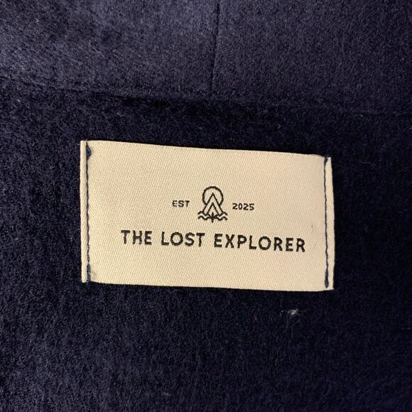 THE LOST EXPLORER Chest Size L Navy Distressed Wool  Cotton Shawl Jacket - Picture 5 of 7